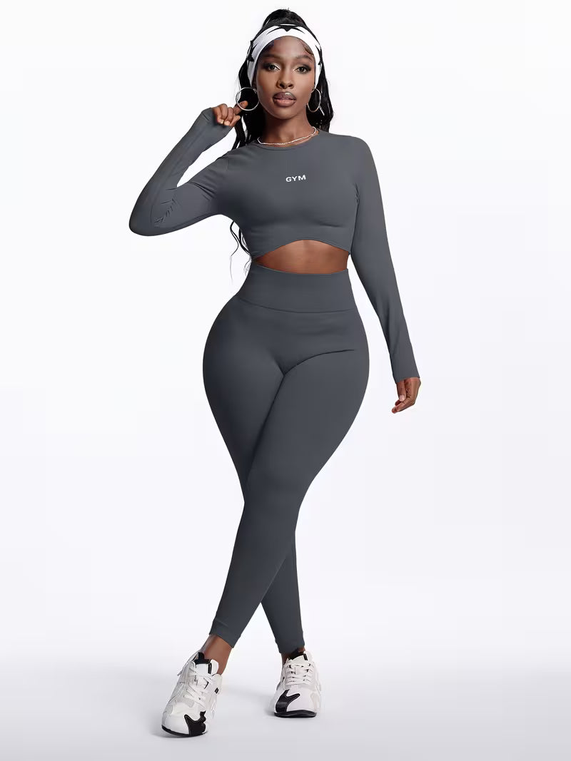Stretch Seamless Round Neck And Leggings