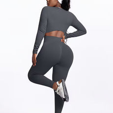 Stretch Seamless Round Neck And Leggings