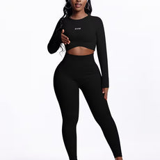 Stretch Seamless Round Neck And Leggings