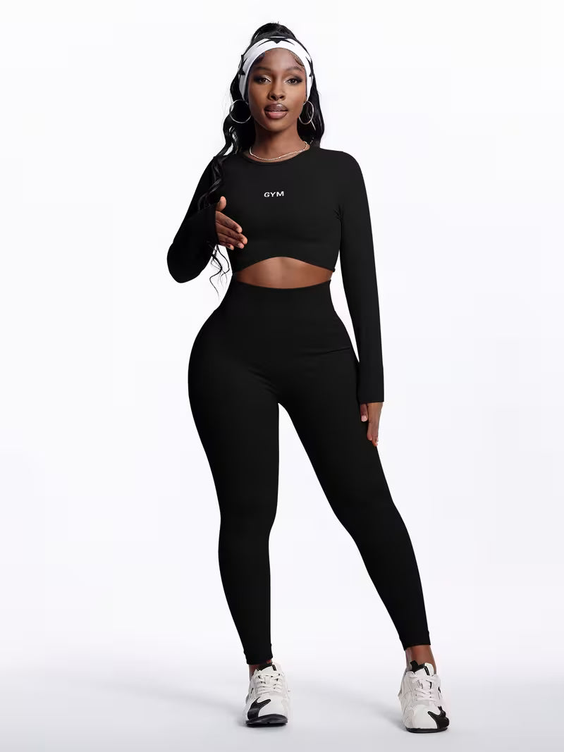 Stretch Seamless Round Neck And Leggings