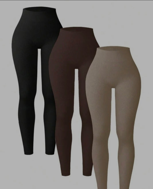 Sport 3 Packs Ribbed Leggings